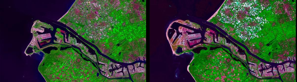 Port of Rotterdam, before and after expansion