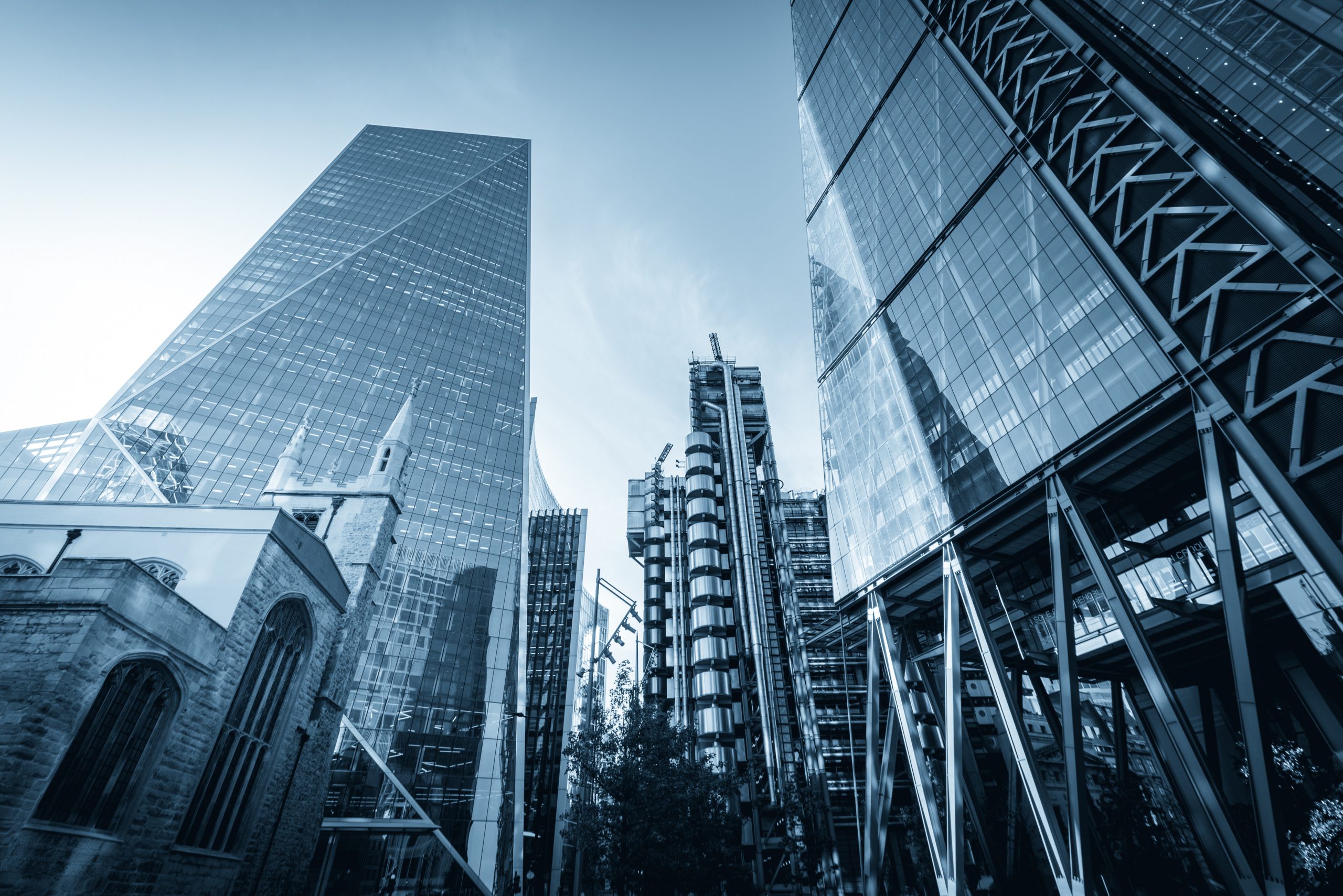 From left to right - St Andrew Undershaft Church, The Scalpel, L